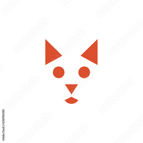 Minimalist Geometric Cat Face Logo Icon