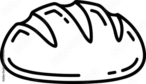 Photos Hand-drawn black and white illustration of a loaf of bread with scoring marks
