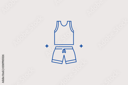Canvastavla Casual women tank top and shorts set line icon for active beachwear boutique, tropical holiday resort apparel store