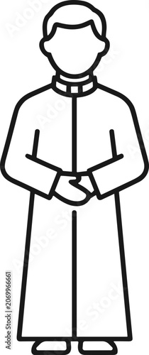 Fotografi Cleric Icon, Priest Silhouette, Religious Figure, Faith Symbol, Vector Art