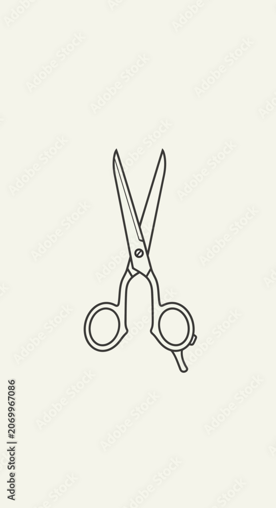 Fototapeta premium Minimalist black and white line art scissors