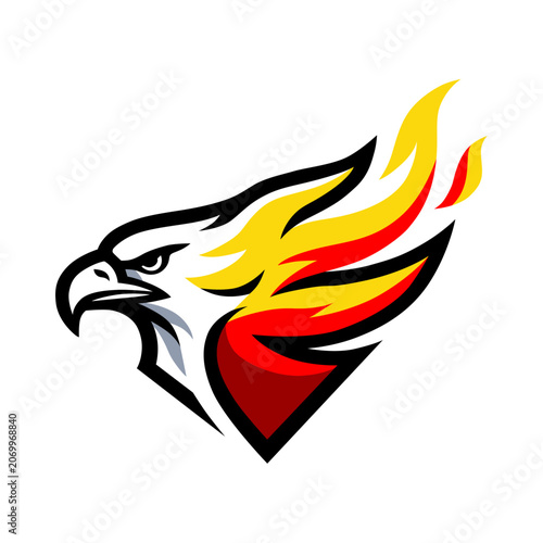 Flaming Griffin Head Mascot Logo