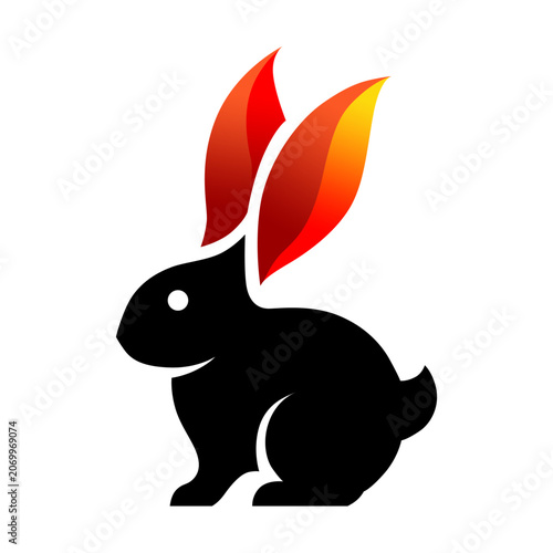 Black Rabbit with Fiery Ears