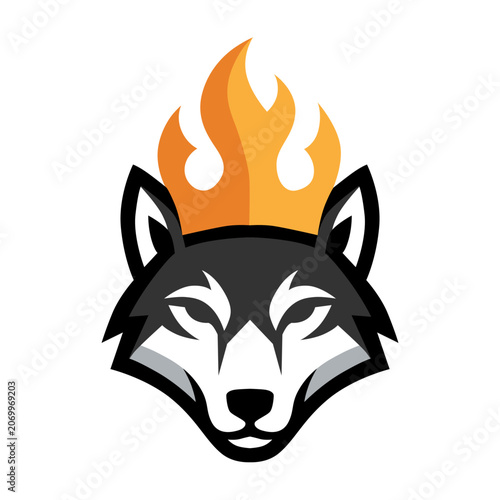 Wolf Head with Fire Illustration