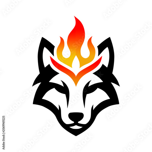 Wolf Head with Fire Illustration
