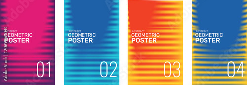 Abstract Geometric Poster Set with Vibrant Linear Patterns illusion