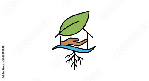 Symbolic representation of environmental harmony, sustainability, and communal support