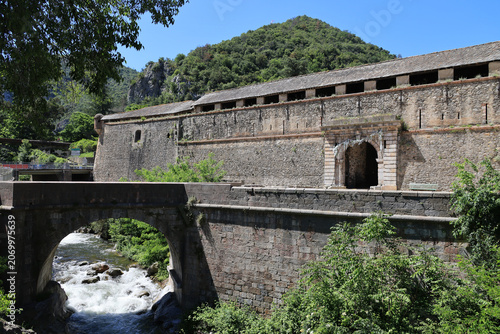 Medieval city wall of Villefranche-de-Conflent, France  