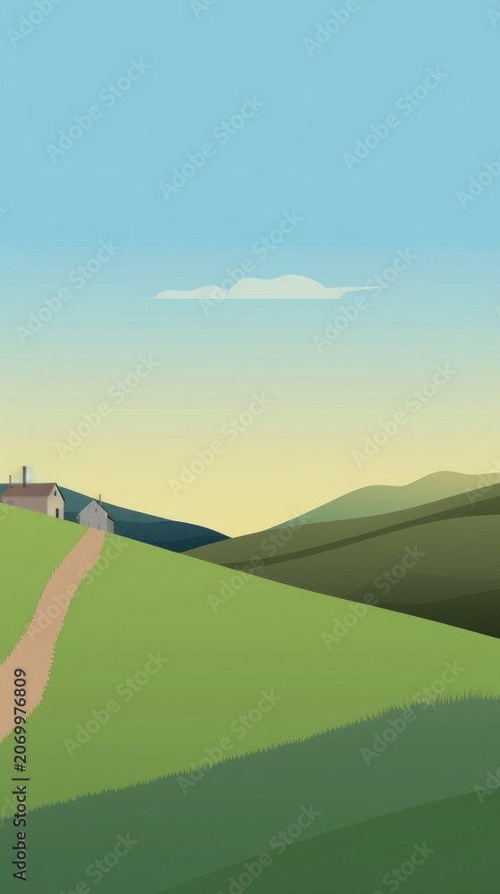 Fototapeta premium Countryside agriculture landscape grassland.