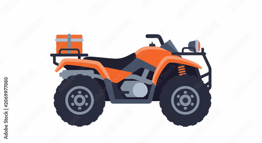 Naklejka premium Orange ATV with storage box on back