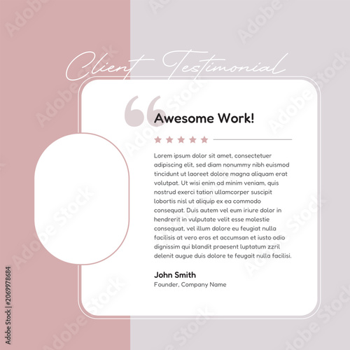 Customer Feedback and Client Review Testimonial Template with Quote Layout and Rating Design