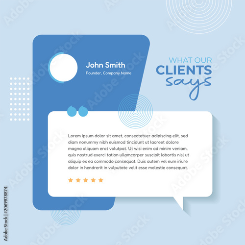 Customer Feedback and Client Review Testimonial Template with Quote Layout and Rating Design
