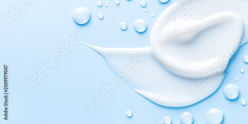 Clean Beauty Skincare Cream Texture Smear and Water Drops Background