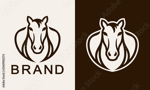 Modern Horse Head Logo Template - Minimalist Stallion Equestrian Crest Icon for Premium Luxury Corporate Brand Identity, Ranch, Stable, Breeding, Sports Mascot & Wild Mustang Vector