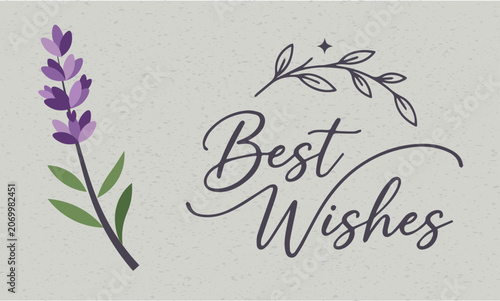 Lavender Best Wishes Greeting Vector with Elegant Calligraphy
