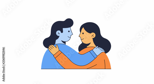 Two women embracing and showing support