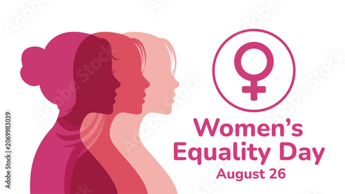 Картината върху платно women's equality day illustration featuring female silhouettes with gender equal