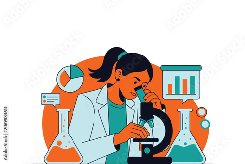 Scientist researcher working with microscope in laboratory, scientist
