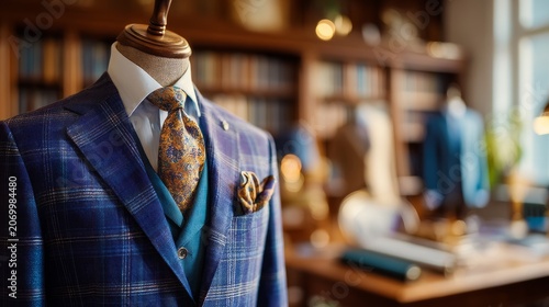 Tailored Suit Details with Premium Fabric in Elegant Boutique Setting
