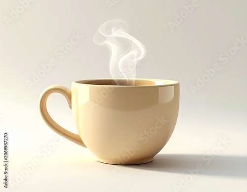 3D rendered cartoon-style coffee cup with a wide handle