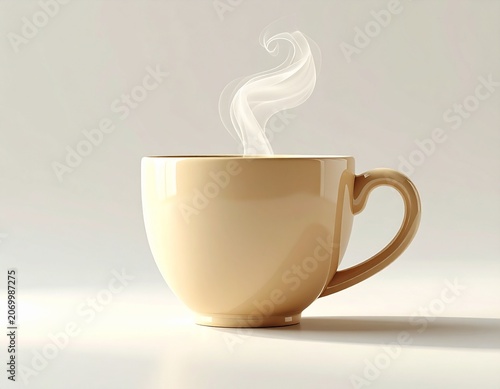 3D rendered cartoon-style coffee cup with a wide handle