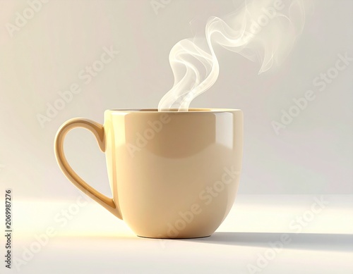 3D rendered cartoon-style coffee cup with a wide handle