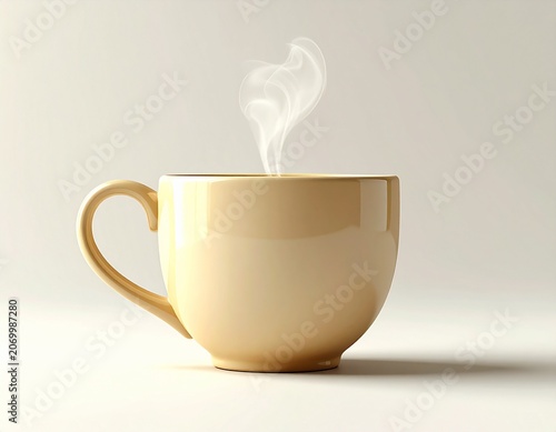 3D rendered cartoon-style coffee cup with a wide handle