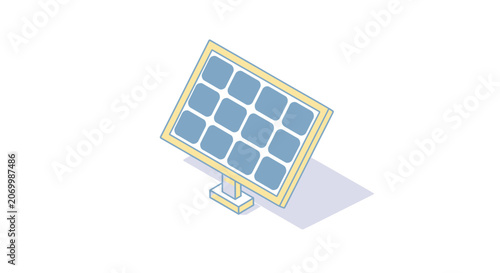 Illustration of a solar panel for generating green energy depicted in minimalist style