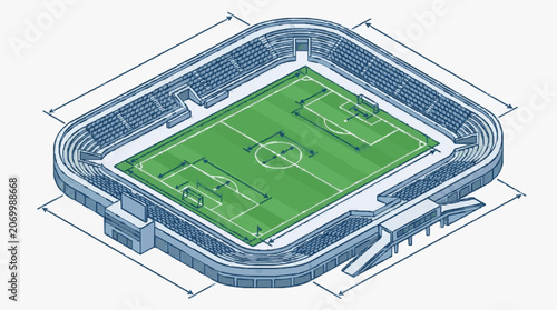 Billede på lærred Modern Football Stadium Exterior View.
