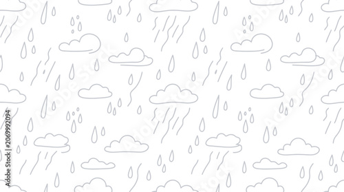 Hand-drawn cloud and rain pattern