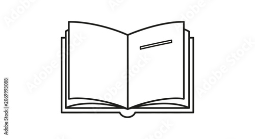 Minimalistic outline of an open book illustration, perfect for education or design needs