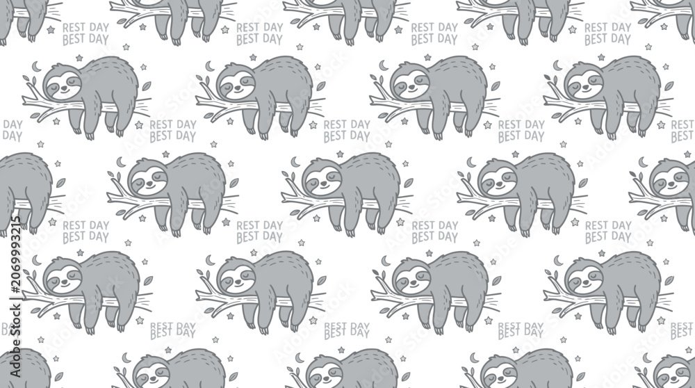 Fototapeta premium Cute Sloth Pattern