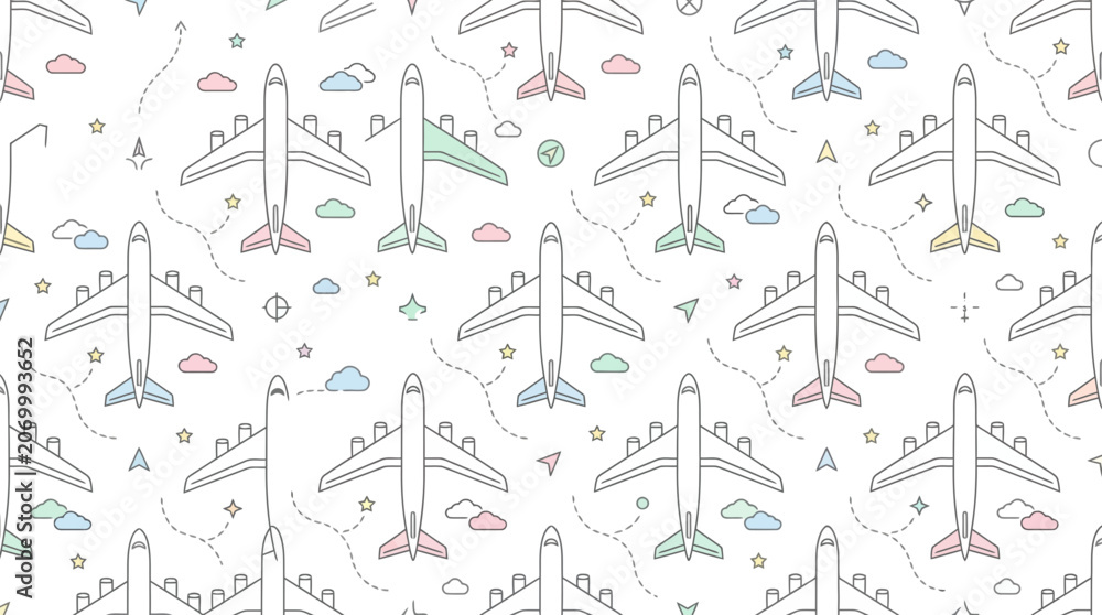 Obraz premium Seamless Airplane Pattern
