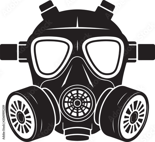 Black and White Gas Mask Vector Illustration