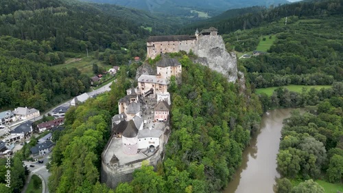 Aerial View of Orava Castle Surrounded by Forests and Hills