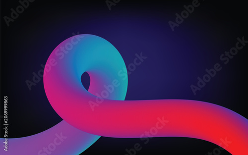 Abstract 3d fluid shape with vibrant gradient colors, flowing liquid form on a dark background, modern digital art design element