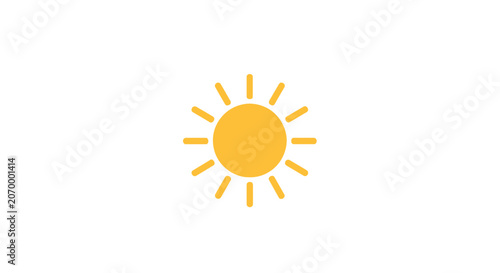 Minimalist yellow sun symbol illustration on a clean white background design