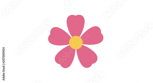 Simple pink flower illustration against a pristine white background, a springtime bloom