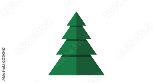 Simple green fir tree illustration against a clean white background, ready for design.