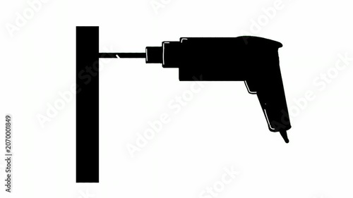 Electric Drill Silhouette Animation Footage