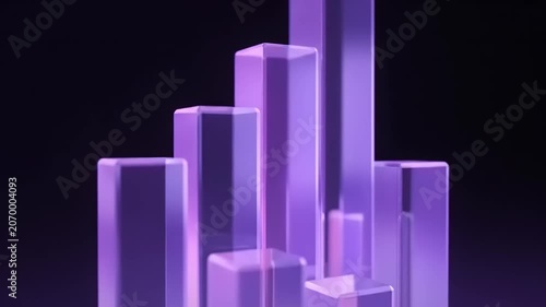 Purple 3D Bar Graph Animation Sequence.