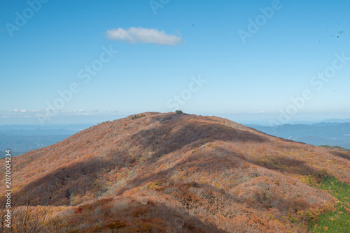 Scenic mountain peaks in autumn
