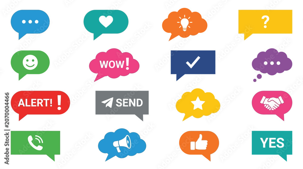 Obraz premium Collection of colorful chat speech bubbles.