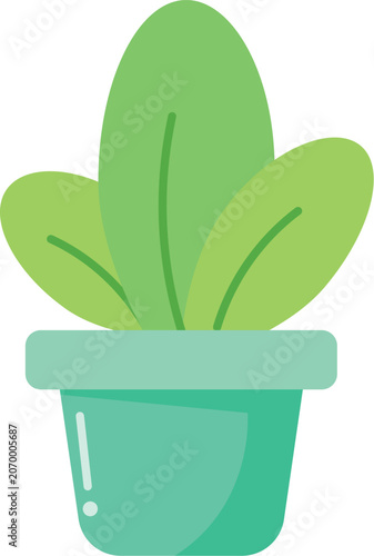 green potted houseplant icon flat vector illustration indoor botanical decorative plant design