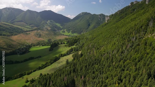 Aerial View of Beautiful Mala Fatra Mountains, Meadows and Deep Green Valleys