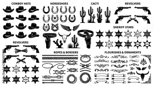 Western themed decorative graphic design elements.