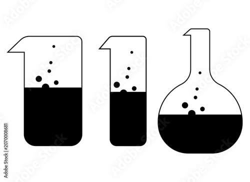 Laboratory Glassware with Bubbling Chemical Liquid Vector Illustration


