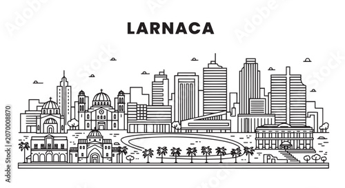 Fotografie Larnaca Skyline Illustration Vector