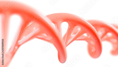 Cuadro en lienzo Double helix of DNA in shades of red isolated in PNG, molecular structure of the genetic code for biomedical research, genetics, biotechnology, molecular diagnostics on transparent background