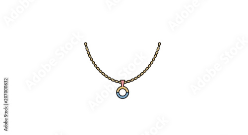 A simple illustration of a gold chain necklace with a circular pendant